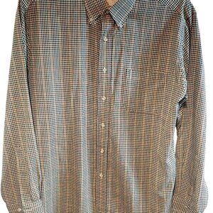 Viyella Mens Checked Long-Sleeve Button-Down Shirt L 80% Cotton 20% Wool Plaid